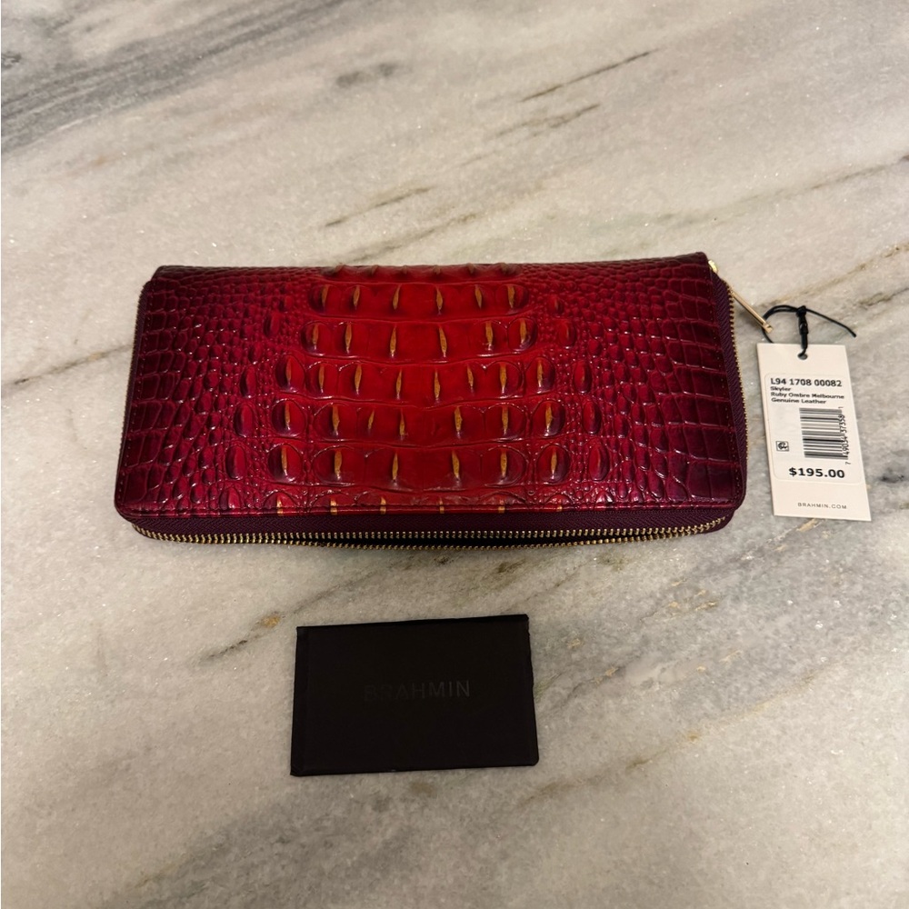 NWT Brahmin Skyler Ruby Ombre Melbourne Genuine Leather Clutch